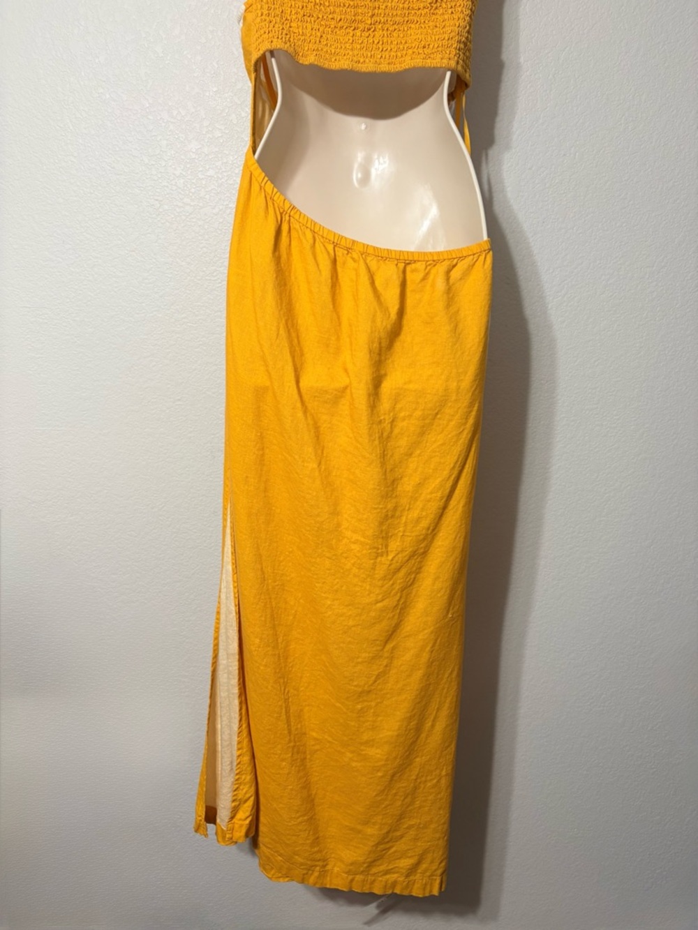 Anthropologie Celandine Strapless Cutout Maxi Dress Marigold & White Sun Print - Picture 8 of 16